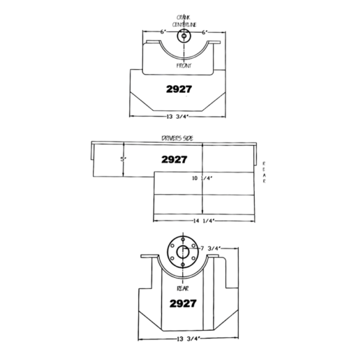 Stefs 2927 BBC Gen 5 & 6 Offshore Marine Wet Sump Pan Dimensions